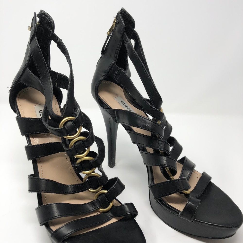 Guess Black Gladiator Platform style heels Size 9M